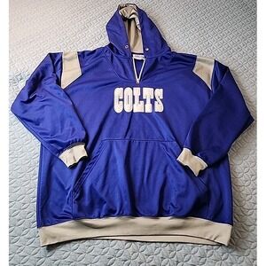 Men's Indianapolis Colts NFL Majestic Synthetic 1/4 Zip Hoodie Blue Big Size 3XL